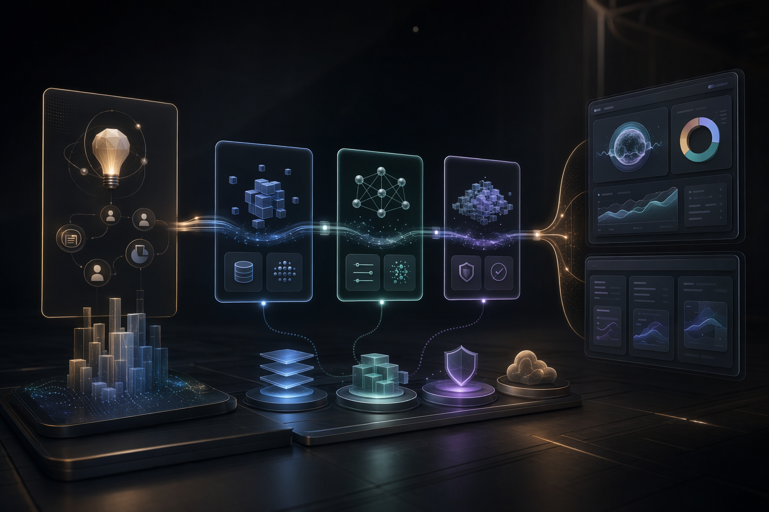 Editorial illustration for evaluating AI MVP development companies for startups.